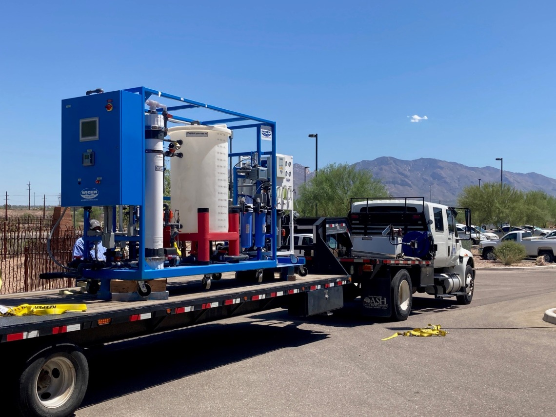 Water reuse equipment on truck bed