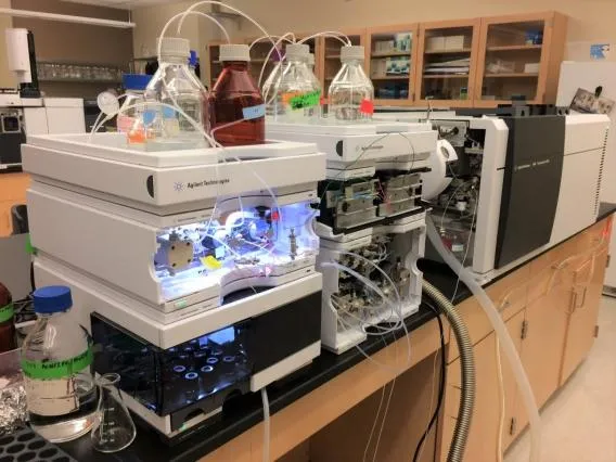 Photo of equipment in the trace organic analysis lab at WEST Center