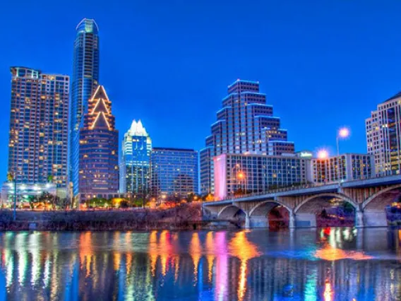 Austin, TX skyline in the evening