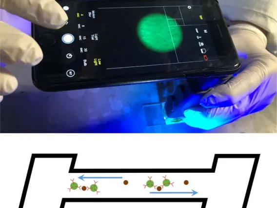 Smartphone and an illustated diagram