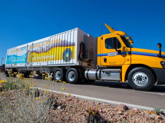 Pure Water beer truck driving down the highway