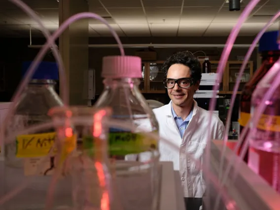 Andrea Achilli, water reuse principal investigator, in WEST Center water research lab.