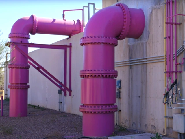 Purple pipes distributing reclaimed water in Tucson, AZ.