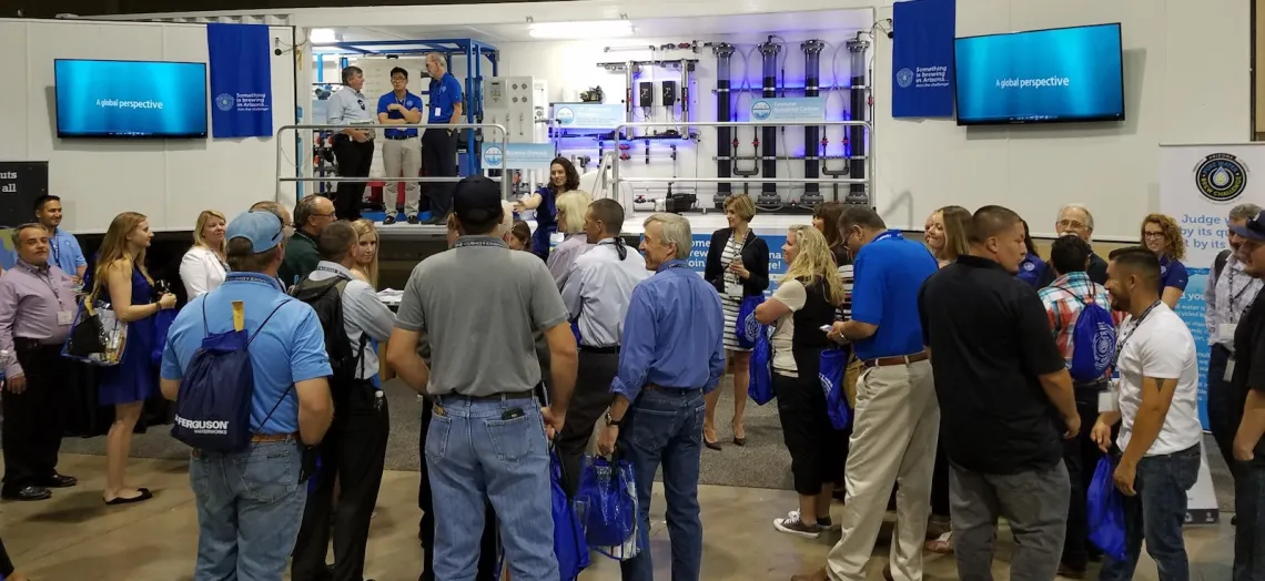 People gathering for an event at WEST Center