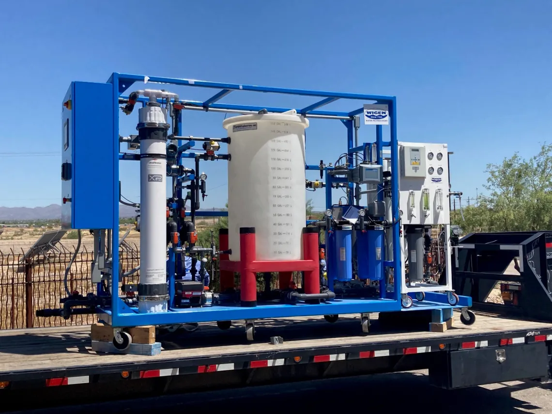 Water reuse equipment on truck bed