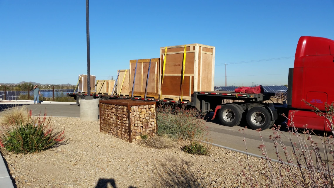UF/RO Skid being arriving at WEST Center on delivery truck