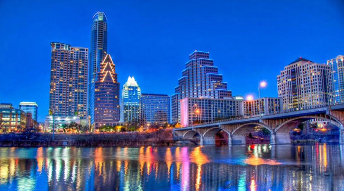 Austin, TX skyline in the evening