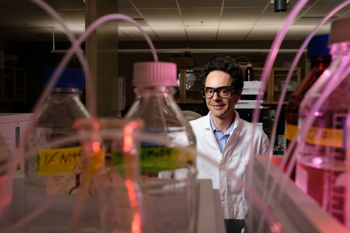 Andrea Achilli, water reuse principal investigator, in WEST Center water research lab.