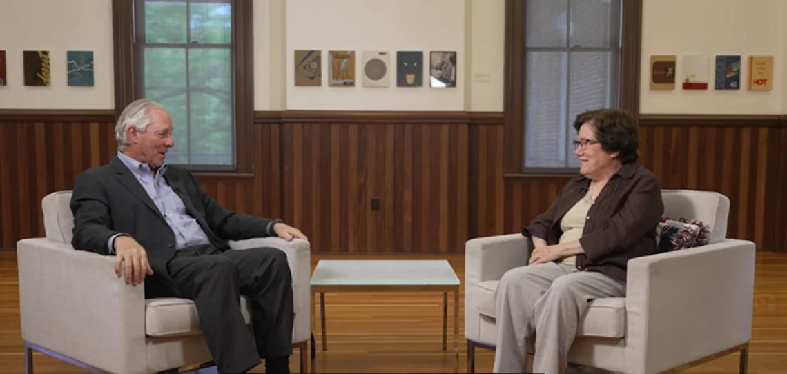 UArizona President Robert Robbins interviewing WRRC Director Sharon Megdal