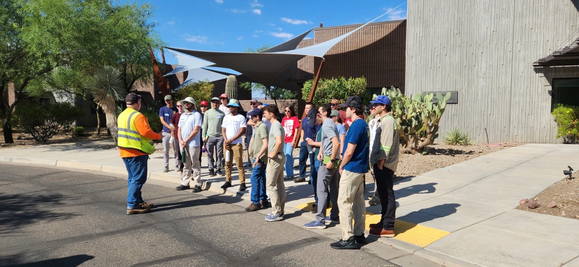Group beginning an outdoor tour of a water reclamation facility
