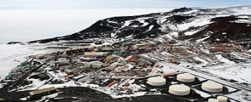 Snowy McMurdo Station in Antarctica