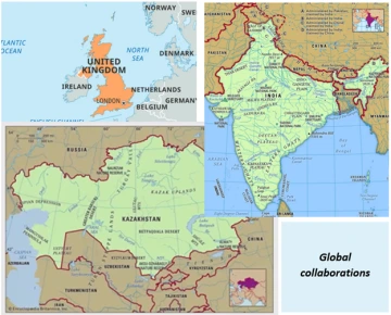 Maps of UK, Kazakhstan, and India